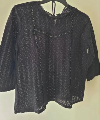 Blouse en dentelle noire à manches 3/4 • Kiabi • taille M