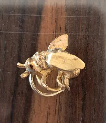 Broche ou pin's original et ancien en métal doré insecte
