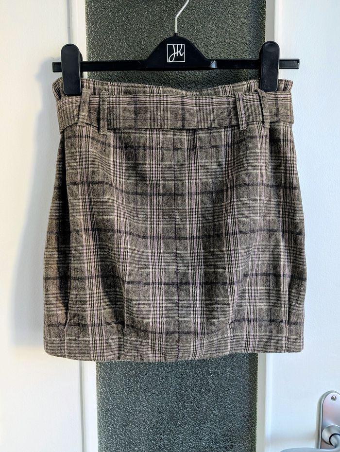 Jupe etam en laine à carreaux écolière marron gris violet taille 38 - photo numéro 2