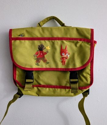 Cartable vert Samsam et petit ours brun