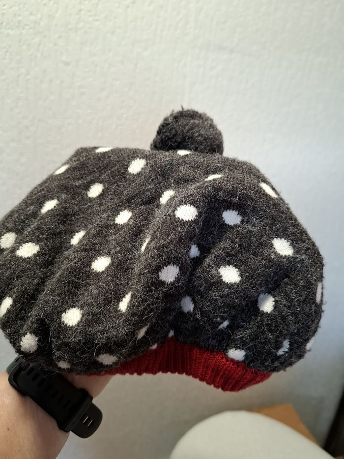 Joli béret fille à pompon Orchestra 53 cm 5/8 ans gris à pois blancs très bon état - photo numéro 7