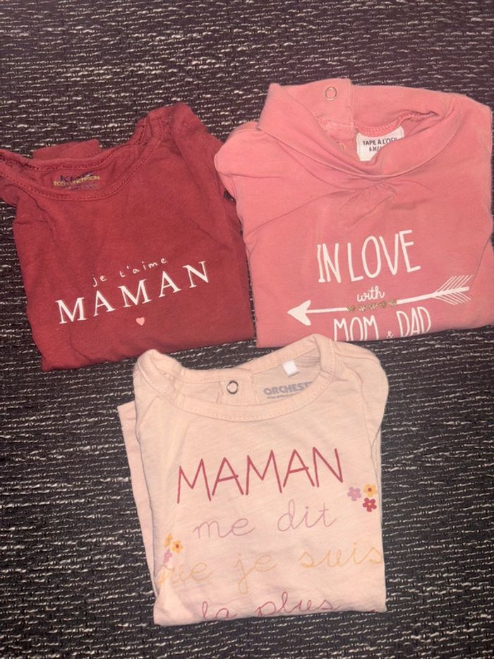 Lot tee shirt manches longues Maman