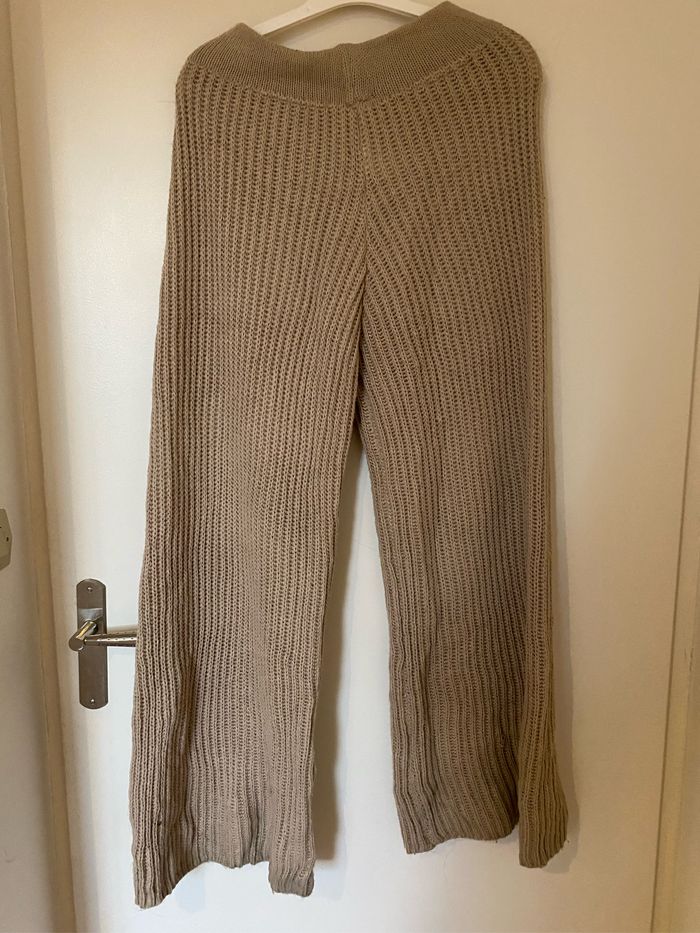 Ensemble en laine gilet pantalon - hiver marron beige taille m - photo numéro 5