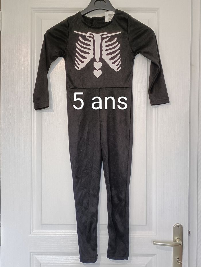 Déguisement halloween squelette 5 ans noir et blanc
