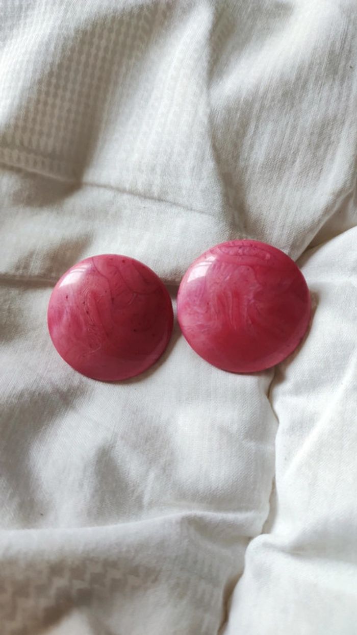 Clips d'oreilles vintage rose - photo numéro 2