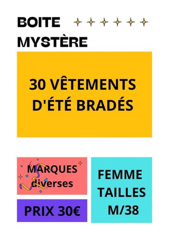 Boite mystère/surprise contenant 30 vêtements femme TBE taille M 38 40