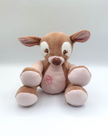 Peluche doudou faon Rosy NATTOU rose marron beige 28 cm champignon ancien modèle