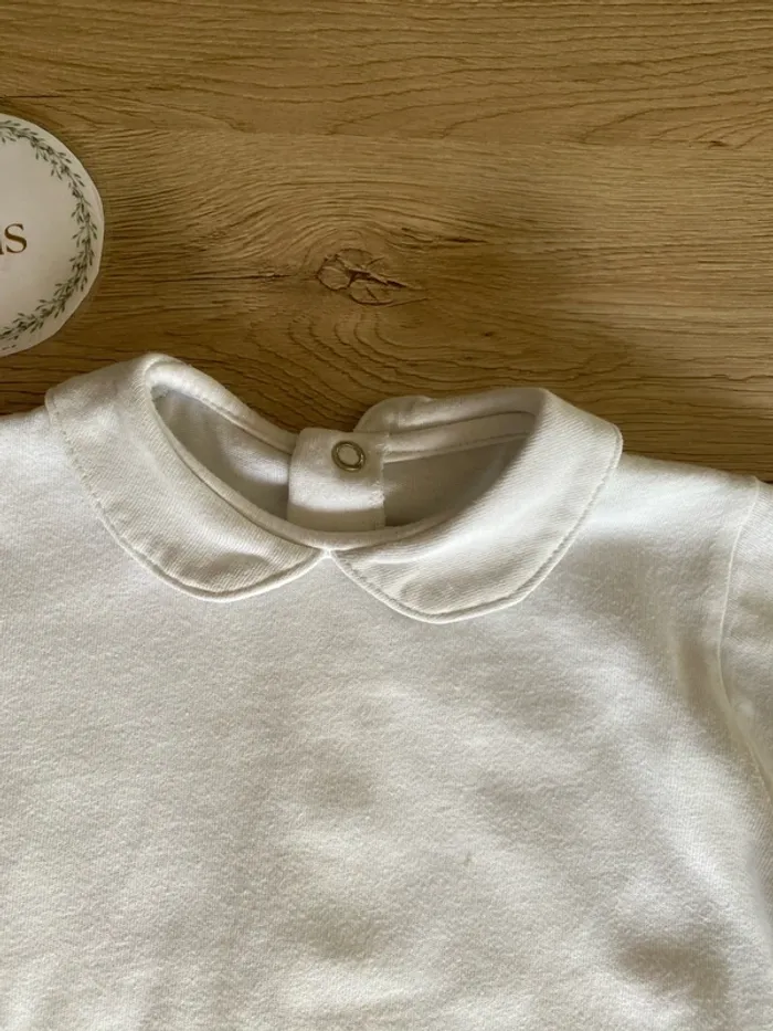 Pull col blanc molletonné classique bébé fille 12 mois Cyrillus - photo numéro 2