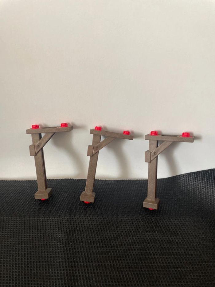 Playmobil  lot 3 poteaux supports marron foncé ferme fort western 3023 3285 3938 4055 7718 7936