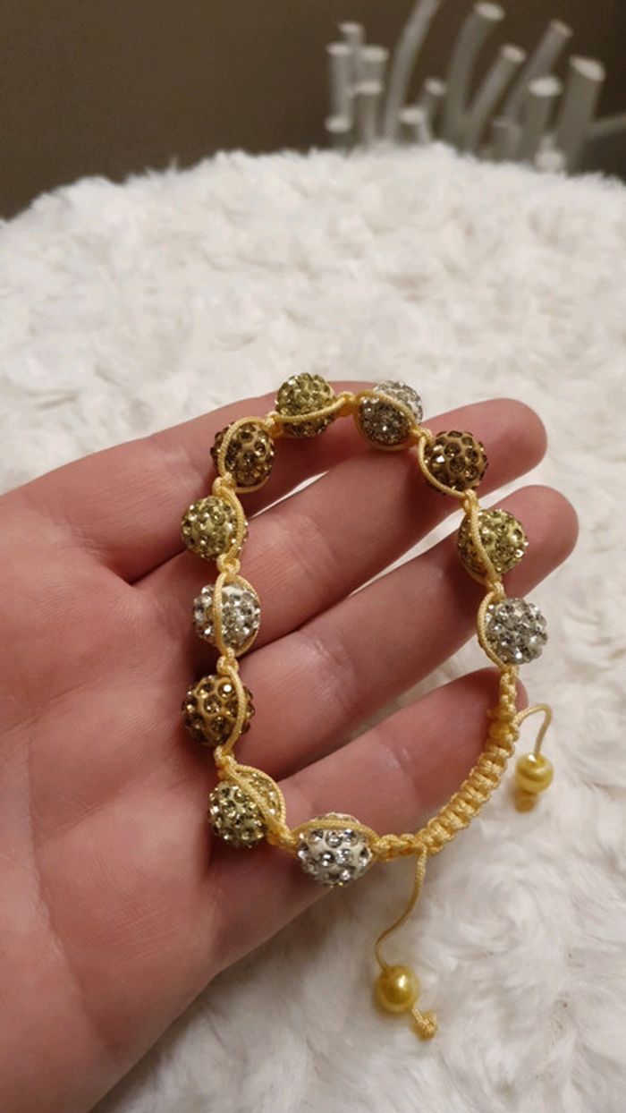 Bracelet jaune blanc et bronze - photo numéro 2