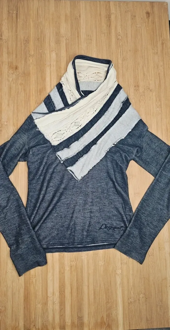 Pull Desigual asymétrique à col drapé - Taille M - photo numéro 2