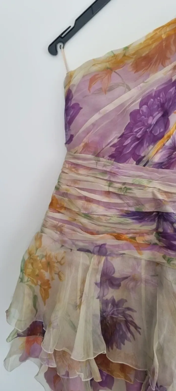 Robe courte asymétrique tulle pastel jaune et violette 40 - photo numéro 8