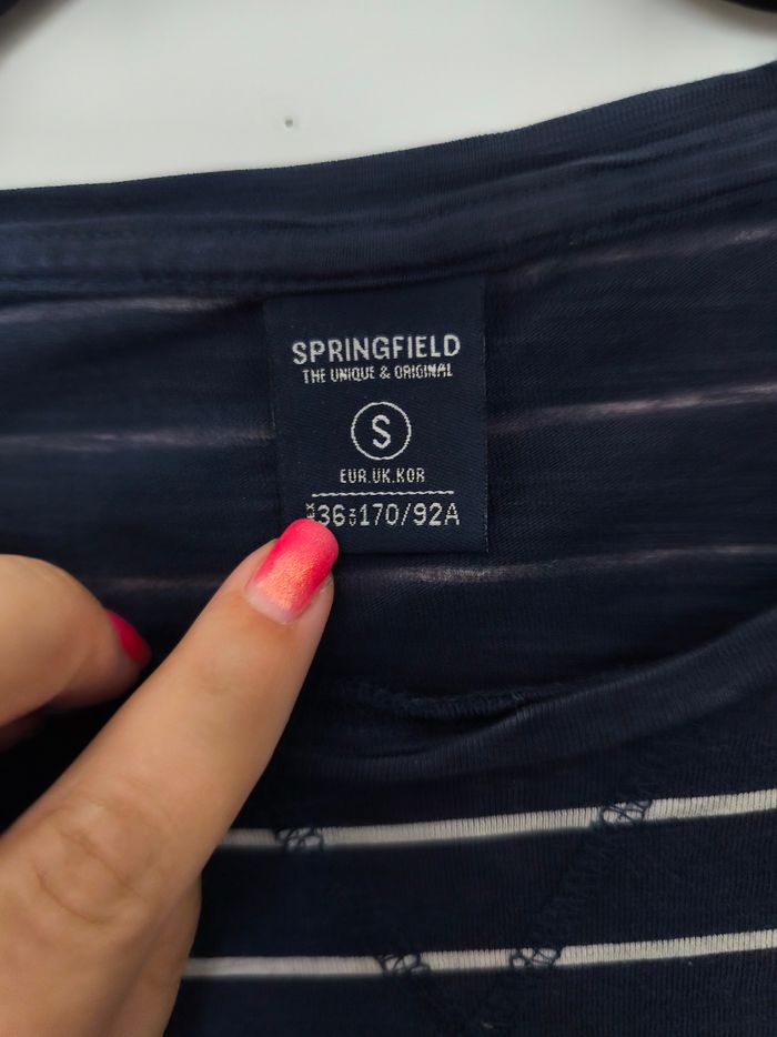 Tee shirt manches longues marinière Springfield blei marine - photo numéro 3