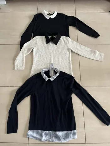 Lot de 3 pulls à cols élégants à paillette/ sequin taille M
