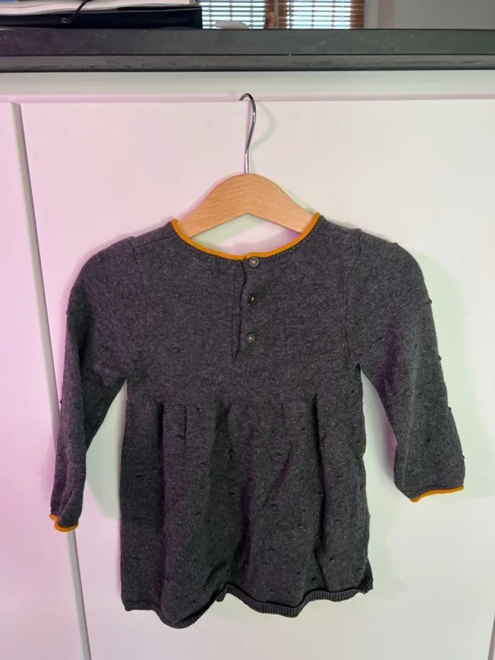Robe grise et moutarde Obaïbi 74cm 12mois - photo numéro 3