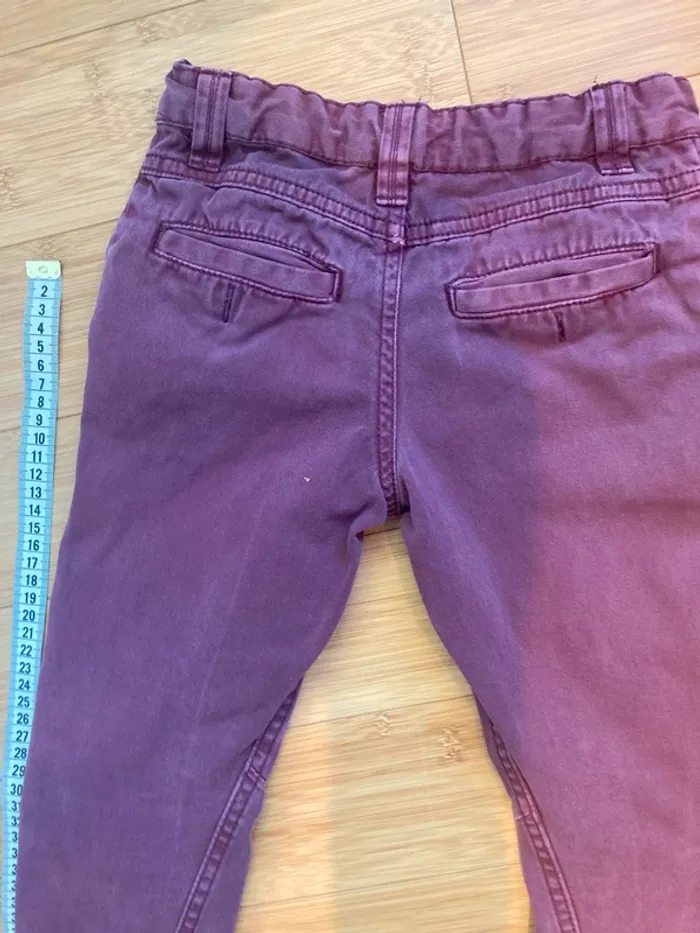 5 ans - pantalon bordeau matière jeans douce avec élastique de réglage à l’intérieur. - photo numéro 5