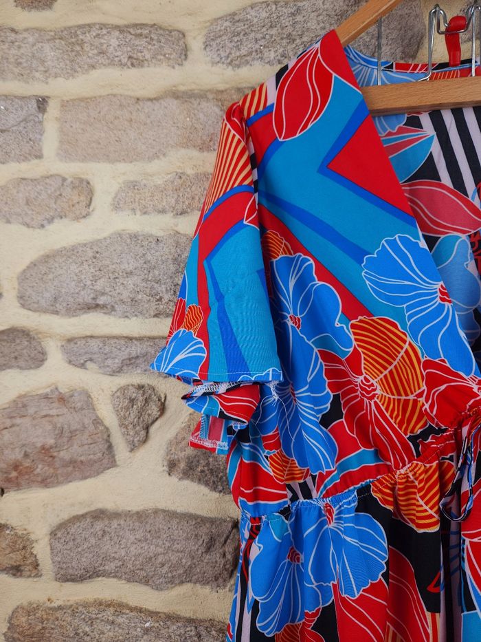 Robe longue manches volantées multicolore Femme taille 54 marque Boohoo 💎 - photo numéro 2