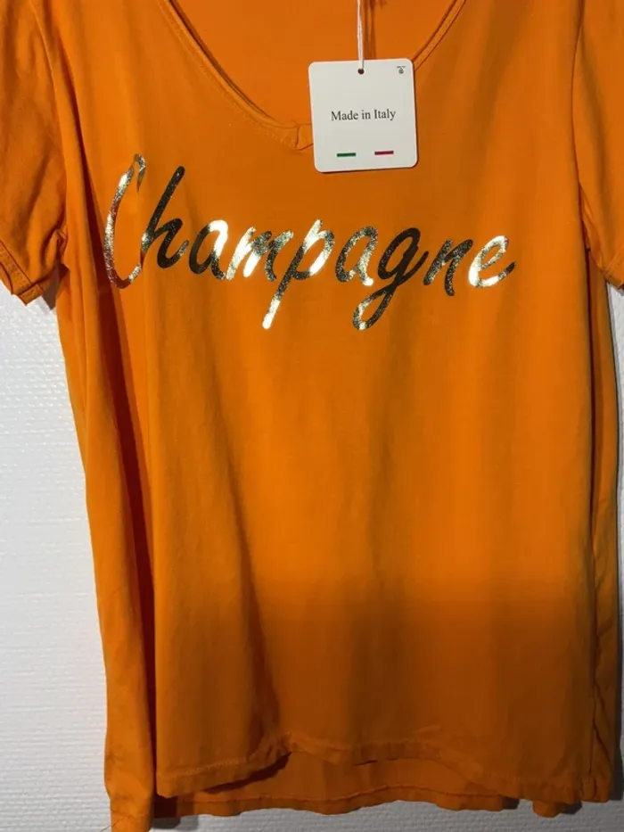 T-shirt « champagne » femme taille unique (36-42)- vivichy - neuf avec étiquette - photo numéro 2