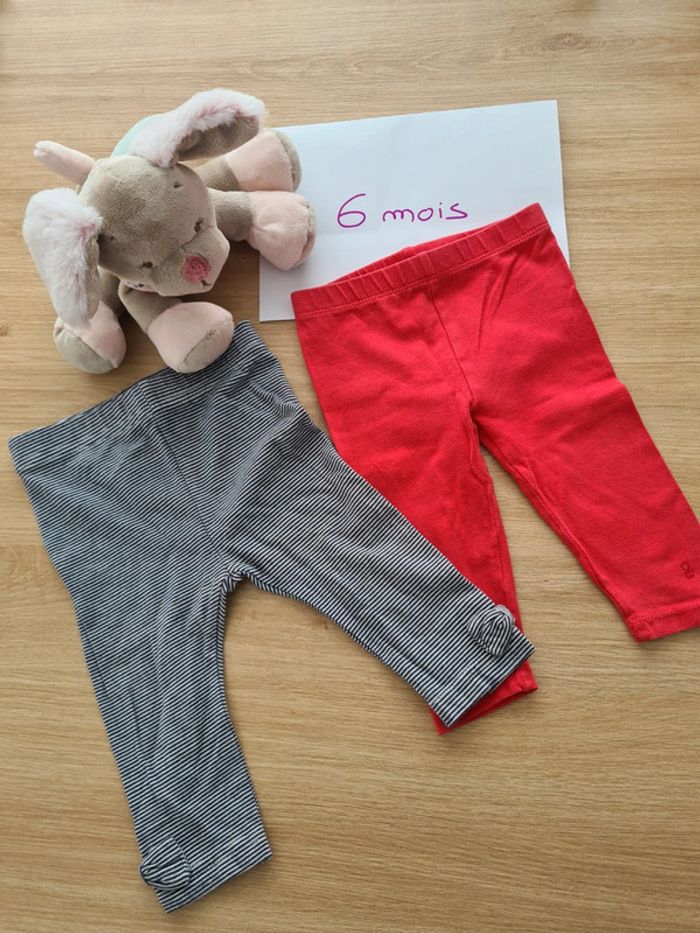 Lot 2 pantalons legging bébé fille