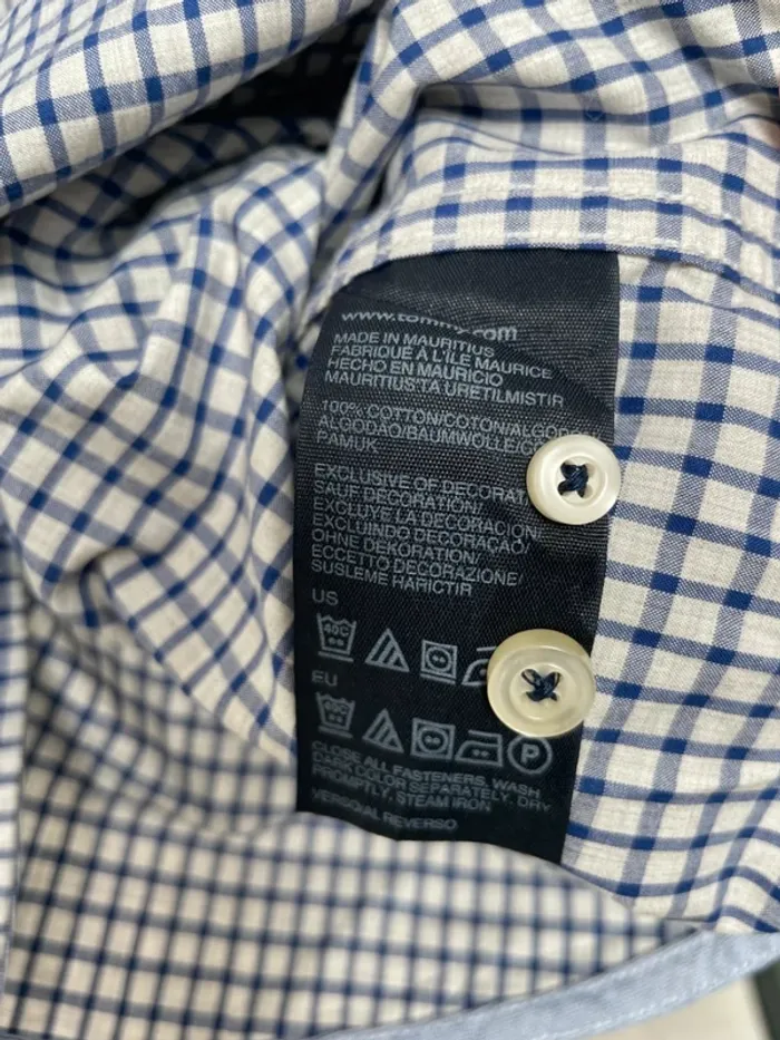 Tommy Hilfiger checkered shirt blue white Mens XL - photo numéro 6