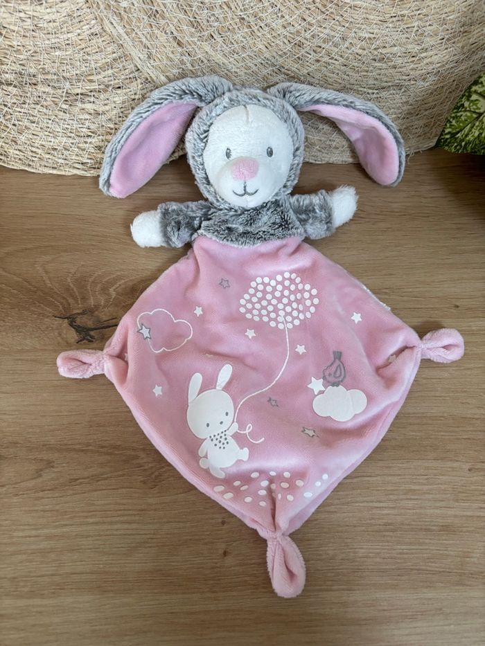 Doudou plat ours déguisé en lapin rose mots d enfants - photo numéro 2