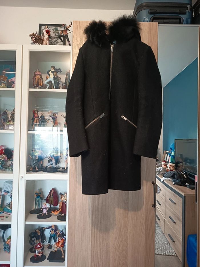 Manteau noir avec fourrure Karl Marc John - Taille S 36 - photo numéro 3