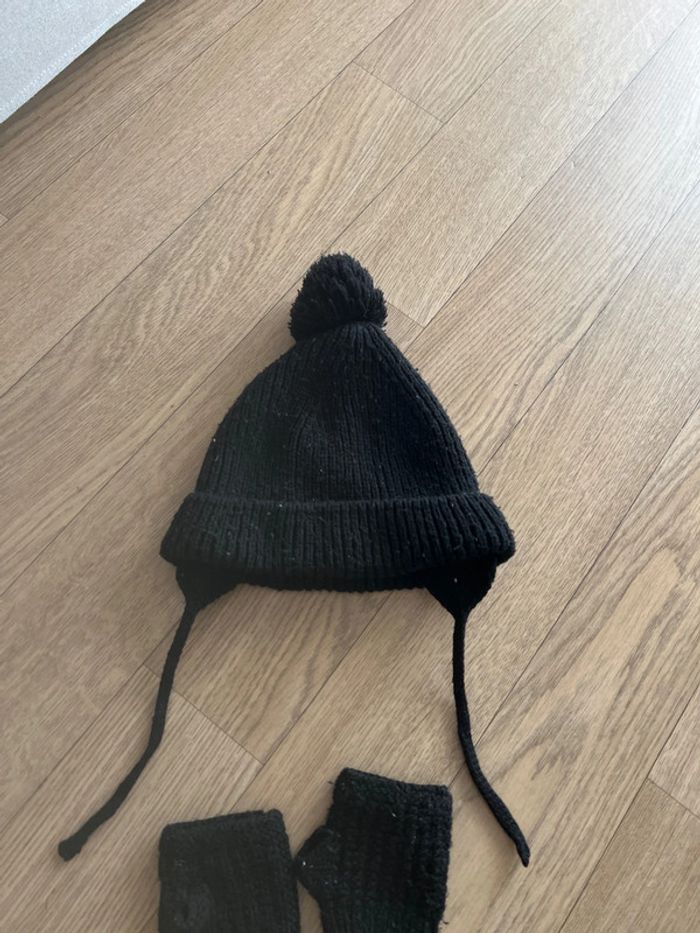 Bonnet + mitaine taille 2/3 ans bonne etat zara Noir - photo numéro 3