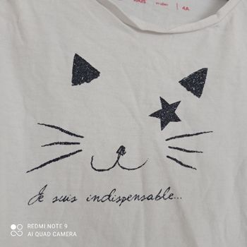 T-shirt blanc chat 4ans