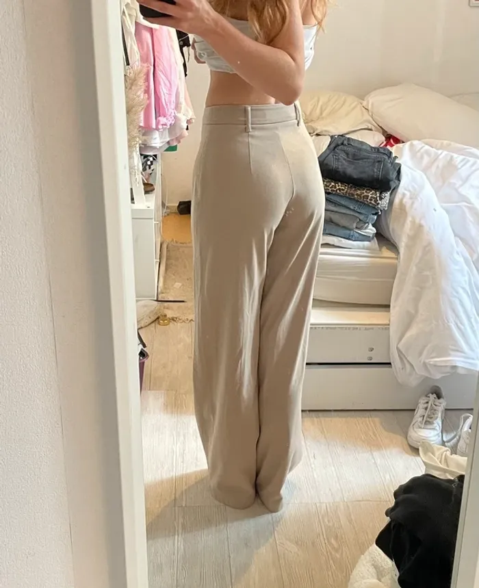 Pantalon droit beige large - bershka - photo numéro 3