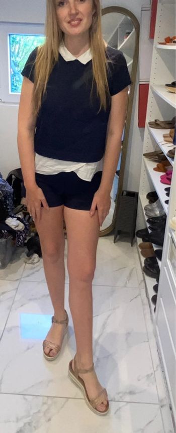 Combi Zara short été bleu marine taille M 38 chemise 2 en 1