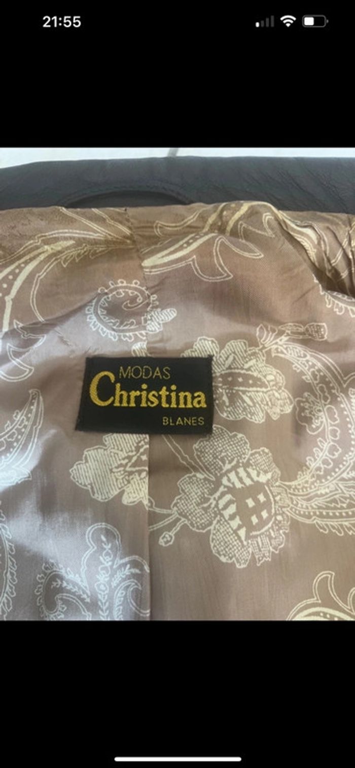Blazer en cuir véritable vintage modas Christina taille 38 - photo numéro 6