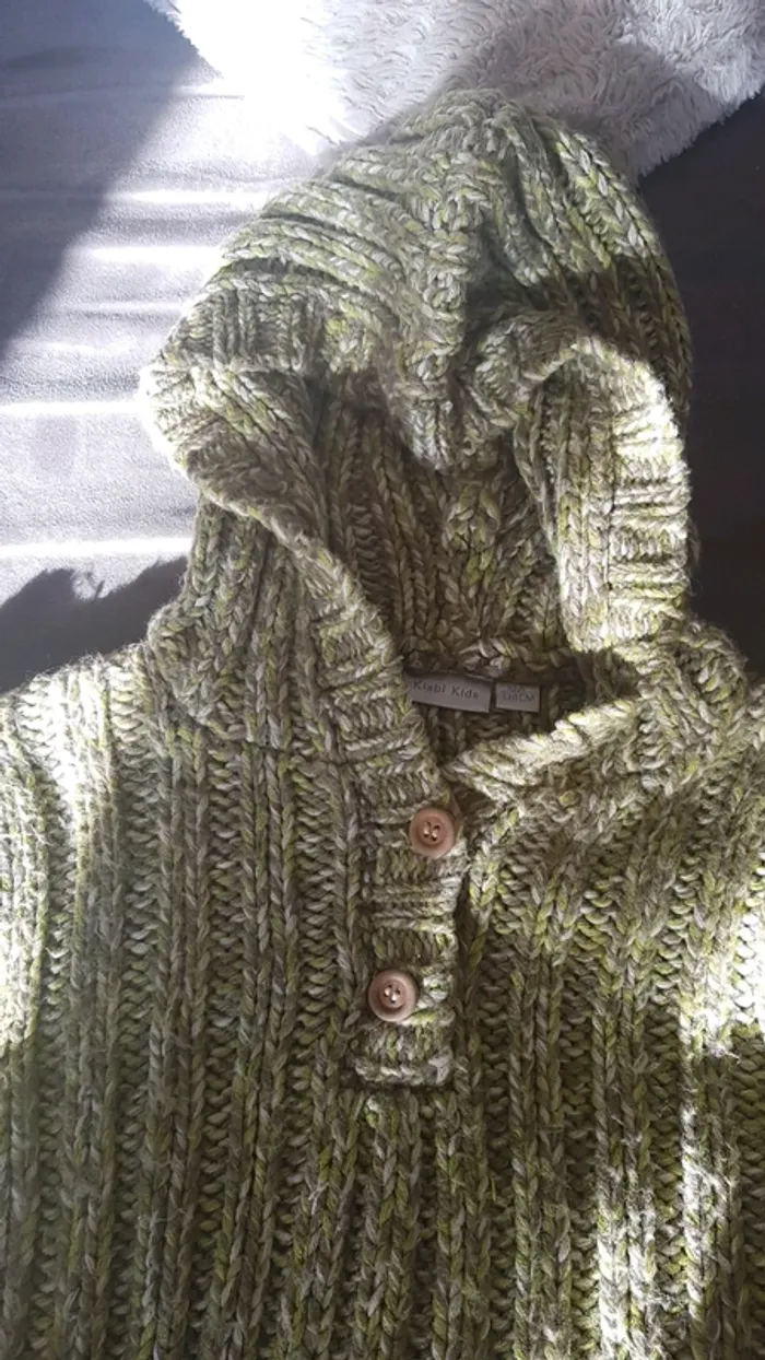 Pull chaud avec capuche vert 10 ans - photo numéro 2