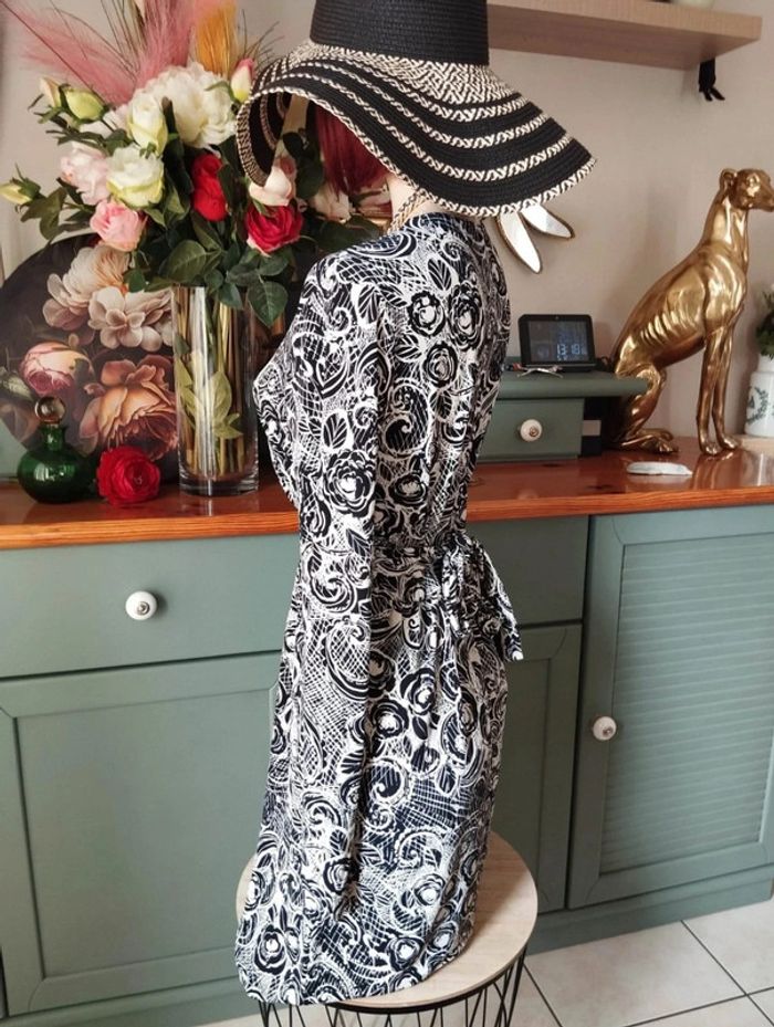 🌾Robe Fluide Imprimé Graphique Manoukian T38🌾 - photo numéro 9