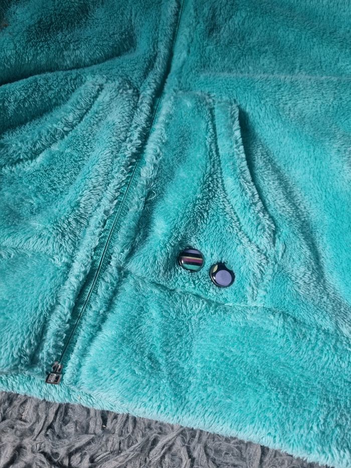 Veste zippée polaire avec capuche vert menthe 4ans - photo numéro 2