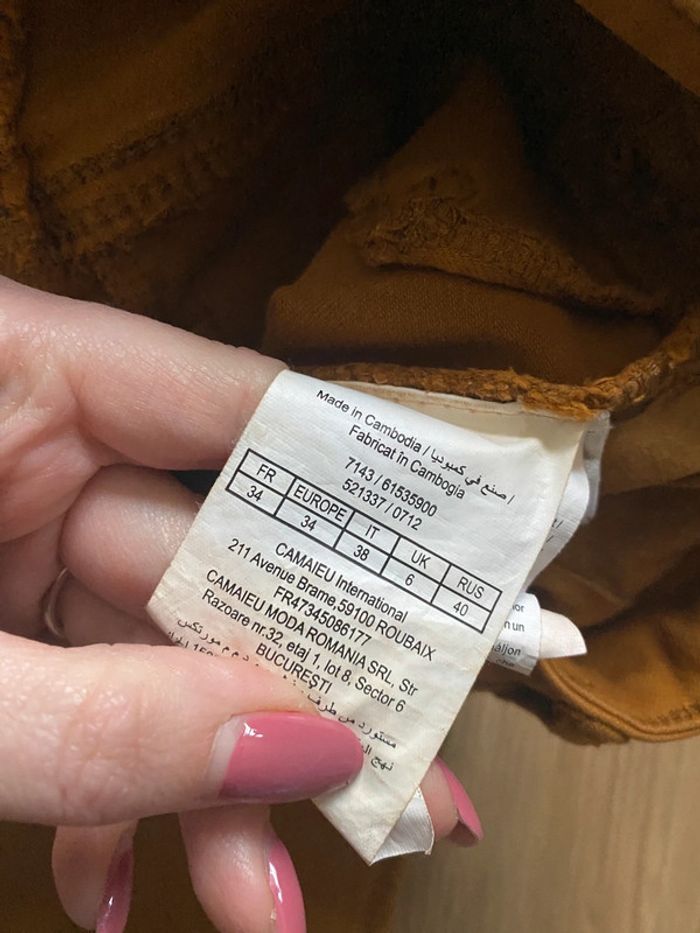 Pantalon slim jaune moutarde taille 34 - photo numéro 3