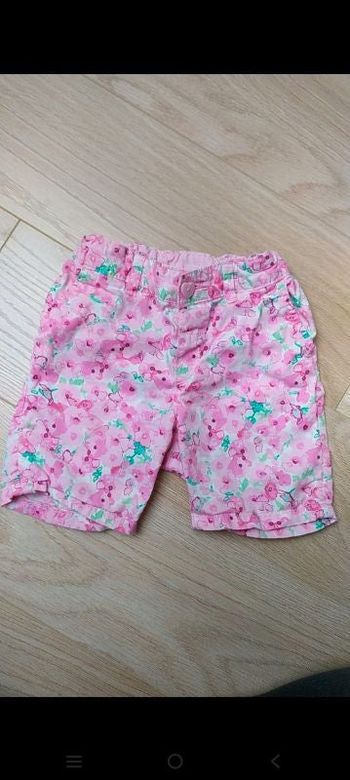 Short rose été fleurs 9/12 mois