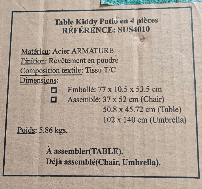 Mini chaises de jardin et parasol - photo numéro 3