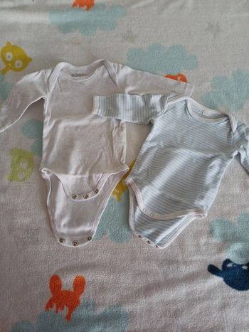 Lot 2 bodys blanc et turquoise 3 mois