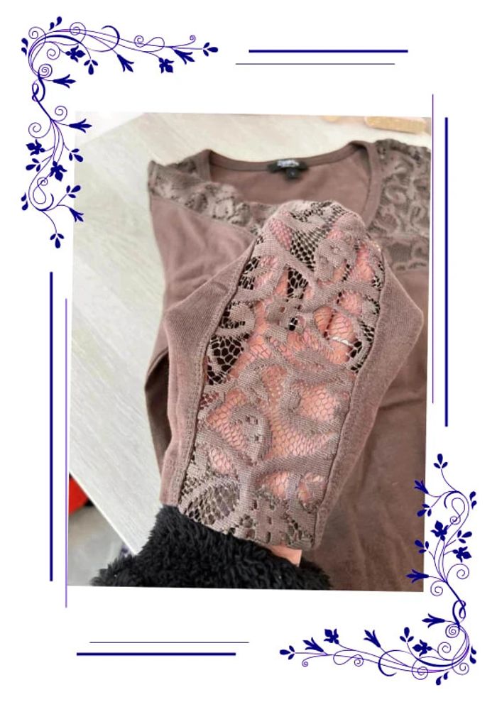 T shirt manches 3/4 marron sexy taille 1 (S) - photo numéro 4