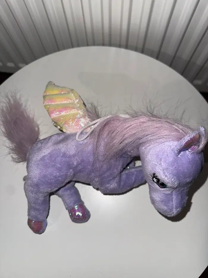 Peluche poney violet avec des ailes - photo numéro 2