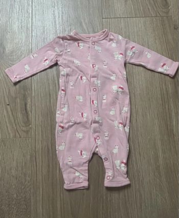 Body rose motif lapin - 1 mois 