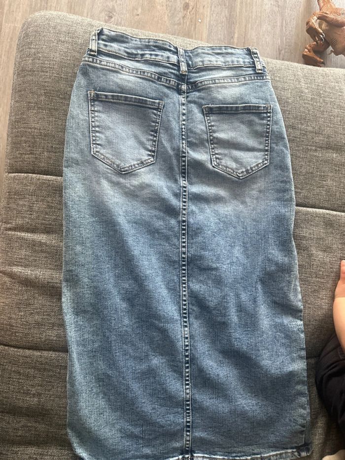 Jupe jeans mi longue taille haute M - photo numéro 2