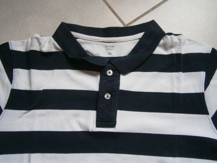 Polo MC rayé blanc/marine KIABI Taille 3XL - photo numéro 2
