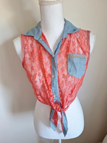 Chemise courte dentelle style américain cowboy taille unique neuve #FTU-025