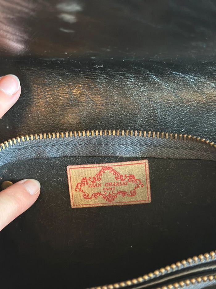 Sac bandoulière/pochette en cuir de croco noir authentique Jean Charles Paris (vintage 70s’) - photo numéro 7