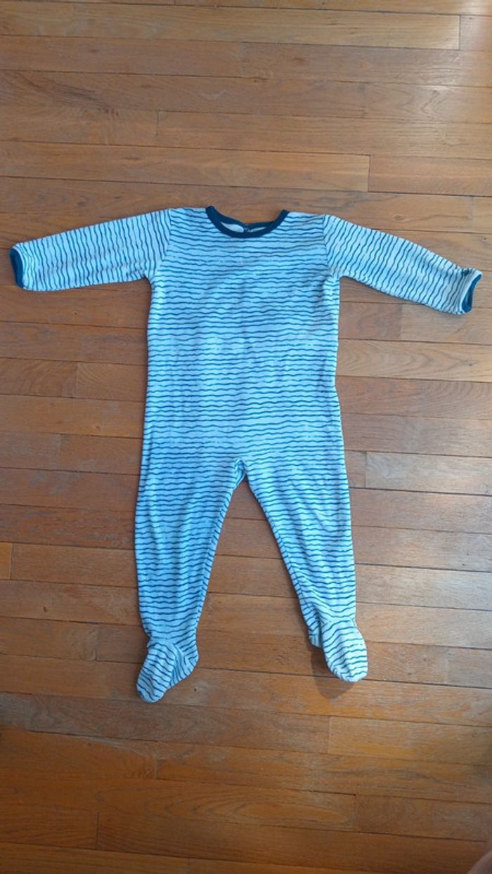Pyjama marinière velours garçon fille Petit Bateau 24 mois