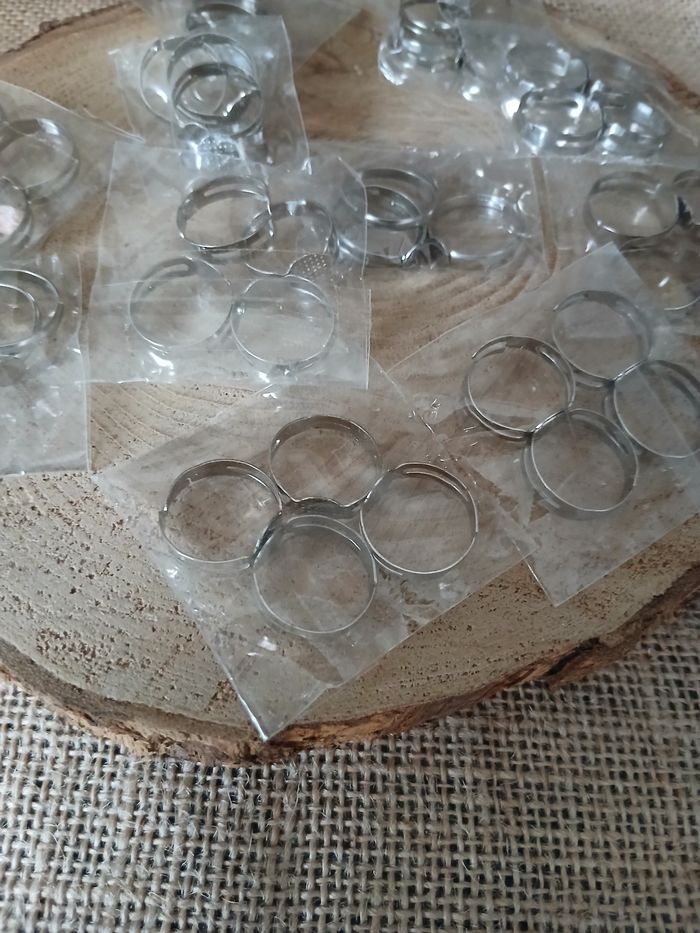 Lot de 44 socles de bague réglable argenté - photo numéro 2