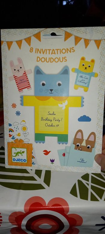 Carte d'invitation à faire forme animaux  neuf