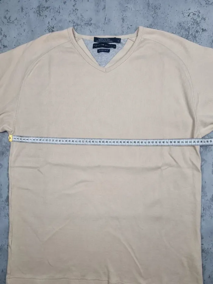 Pull col V manches courtes Tommy Hilfiger beige – Taille XL Homme - photo numéro 10