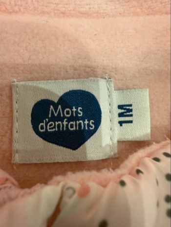 Combi pilote bébé fille neuve - Mots d'Enfants - rose à motifs feuilles - hiver